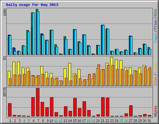 Daily usage for May 2013